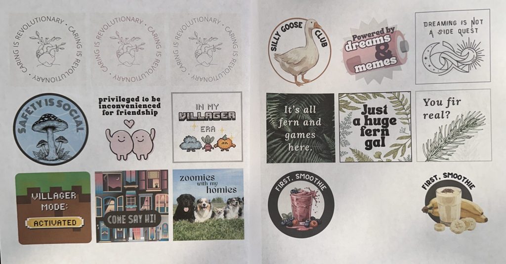 Sheet of different stickers.